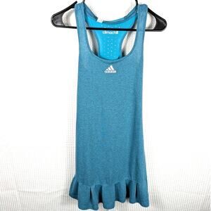 Adidas Climachill Dress Womens Small Teal Blue Athletic Tank Ruffle Tennis Golf